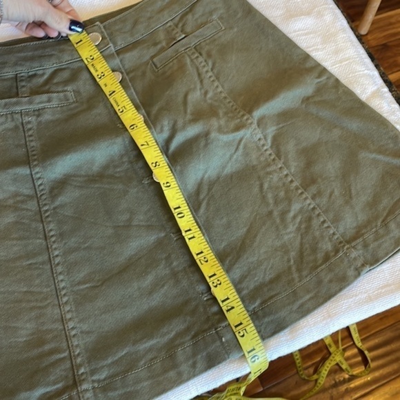 H&M divided denim olive army green button down jean mini midi skirt - Picture 7 of 8